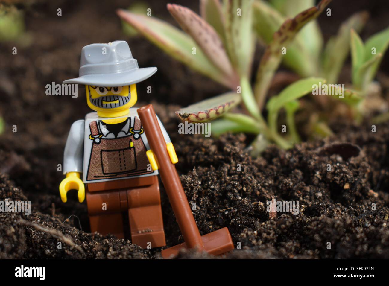 Mini-Figuren lego Landwirt Stockfoto