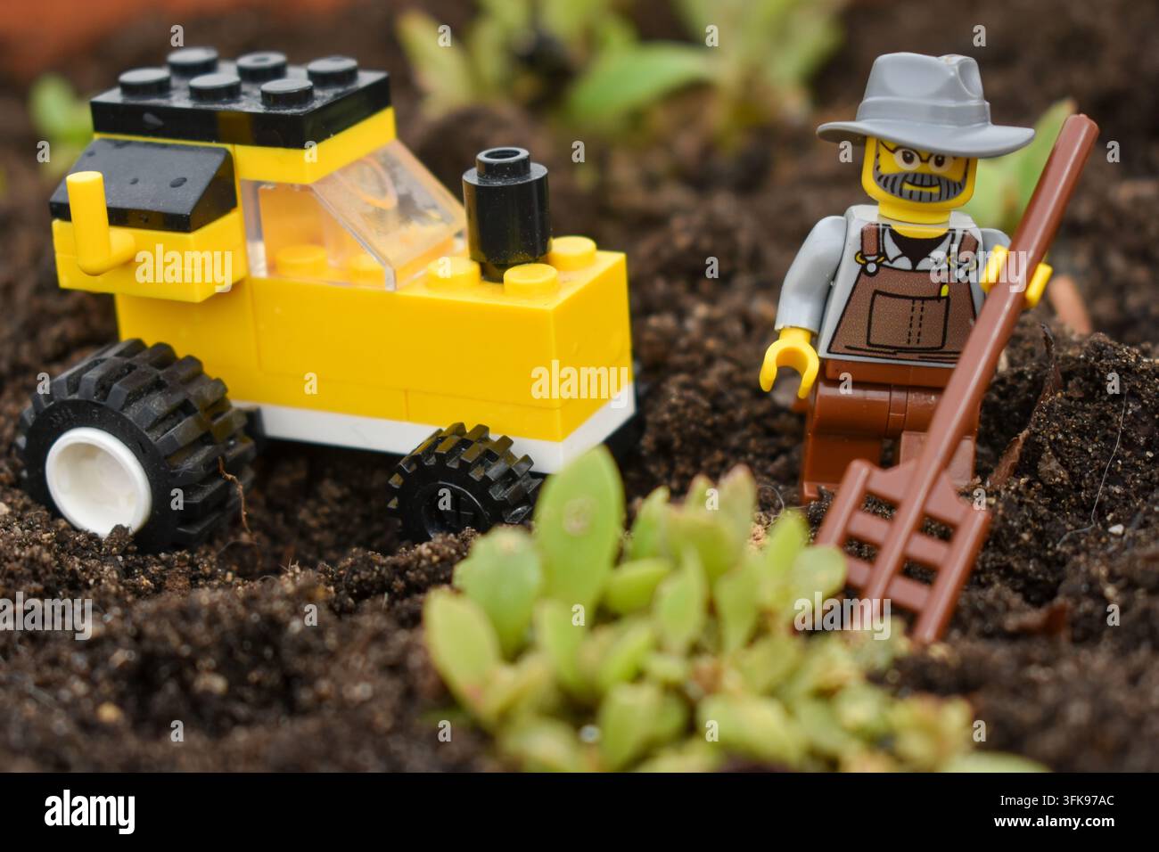 Mini-Figuren lego Landwirt Stockfoto