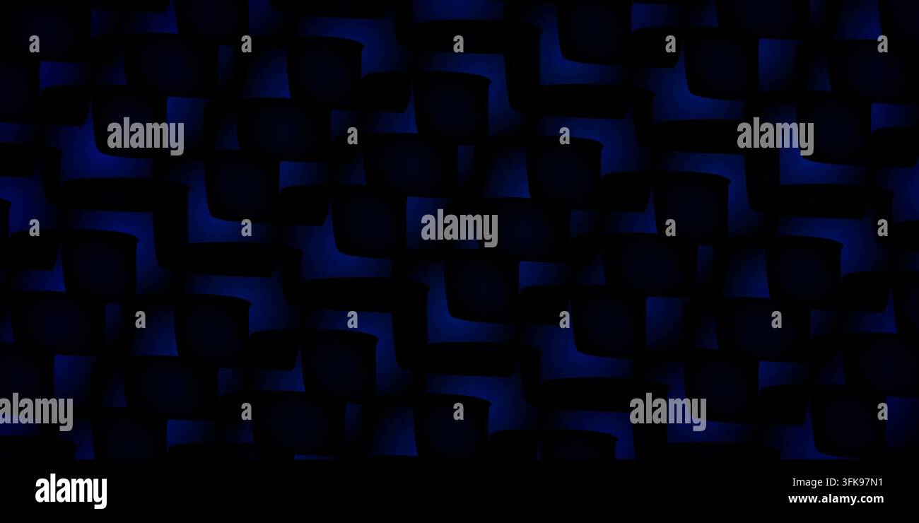Abstrakter dunkelblauer Hintergrund mit einem sich wiederholenden Pinselstrichmuster, subtilen Farbverläufen und geometrischen Texturen. Stockfoto