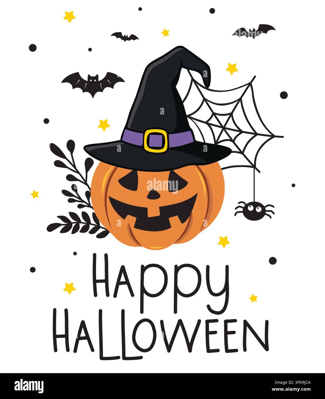 Fröhliche Halloween-Grüßkarte Vektor-Design. Stock Vektor
