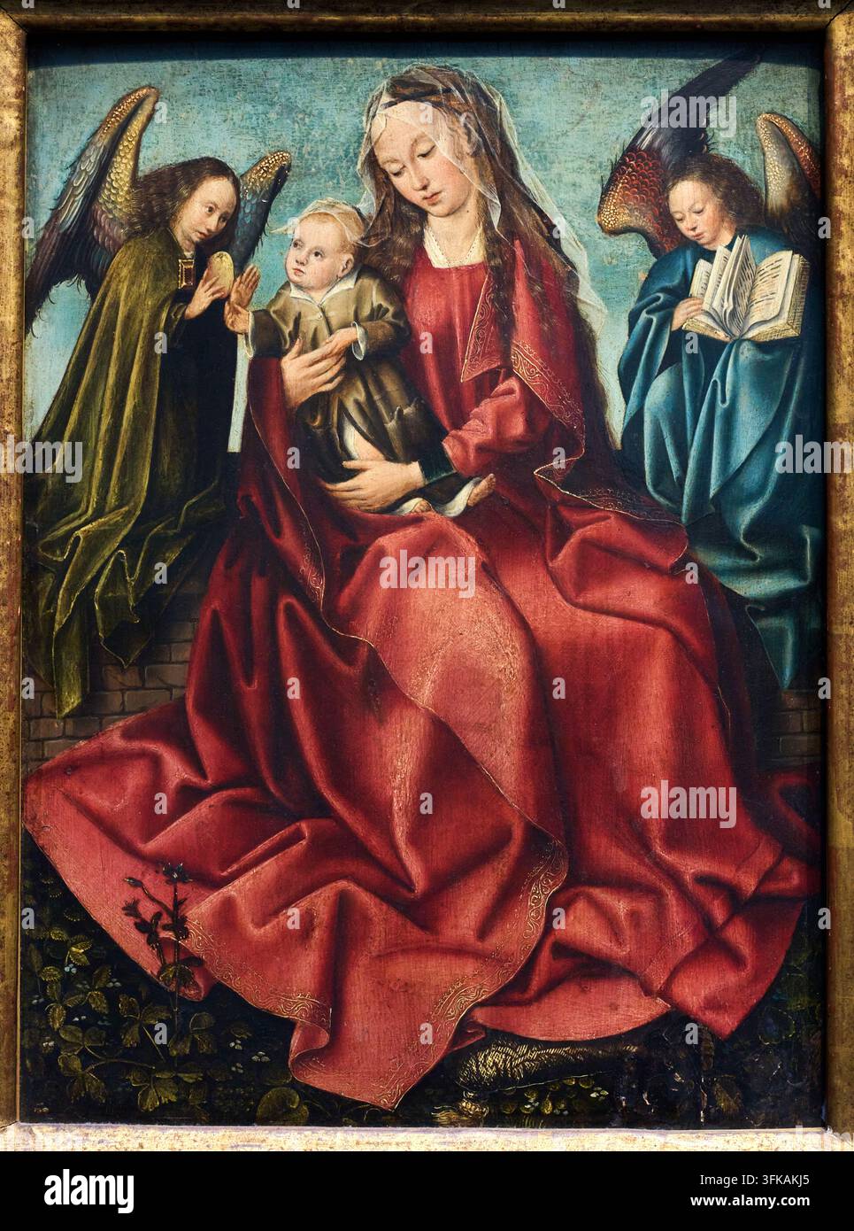 Jungfrau und Kind mit zwei Engeln, um 1495, Meister von Frankfurt (tätig in Antwerpen, um 1460-1533), MSK, Museum voor Schone Kunsten, Museum der Schönen Künste Stockfoto