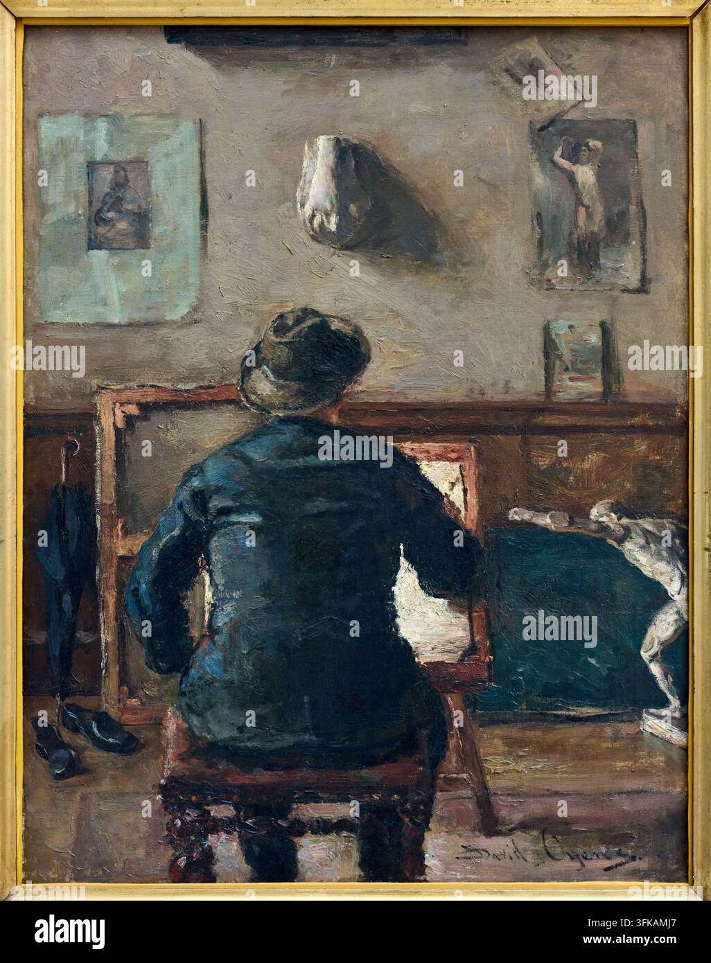 Der Künstler in seinem Atelier, David Oyens (Amsterdam 1842 - Brüssel 1902), MSK, Museum voor Schone Kunsten, Museum der Schönen Künste Gent, Belgien Stockfoto
