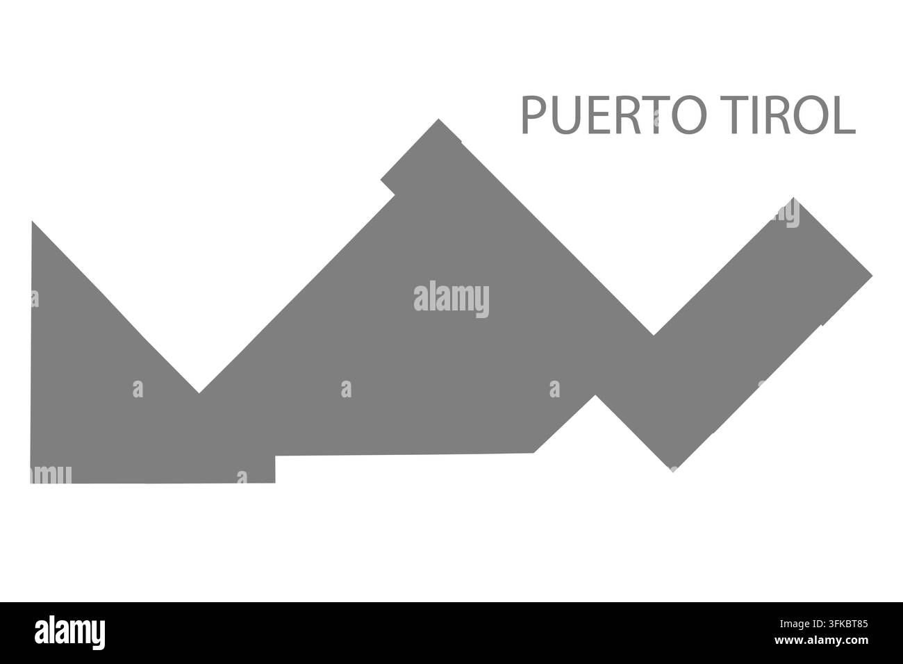 Moderne flache Vektorkarte von Puerto Tirol, Chaco, Argentinien. Detaillierte Gemeindegebiets-Silhouette in Grau auf weißem Hintergrund. Stock Vektor