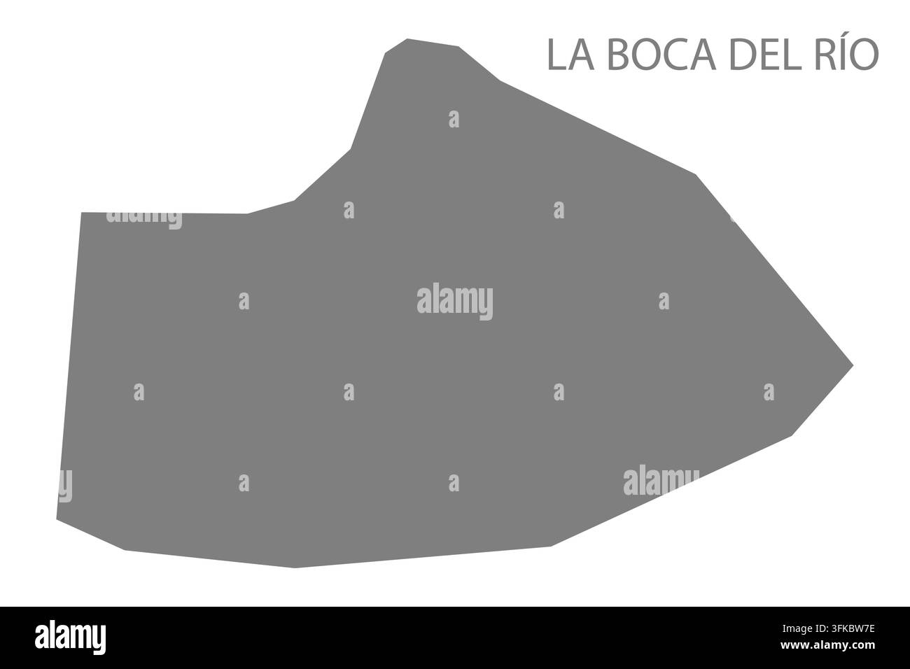 Moderne flache Vektorkarte von La Boca del Rio, Cordoba, Argentinien. Detaillierte Stadtgrenzen-Silhouette in Grau auf weißem Hintergrund. Stock Vektor