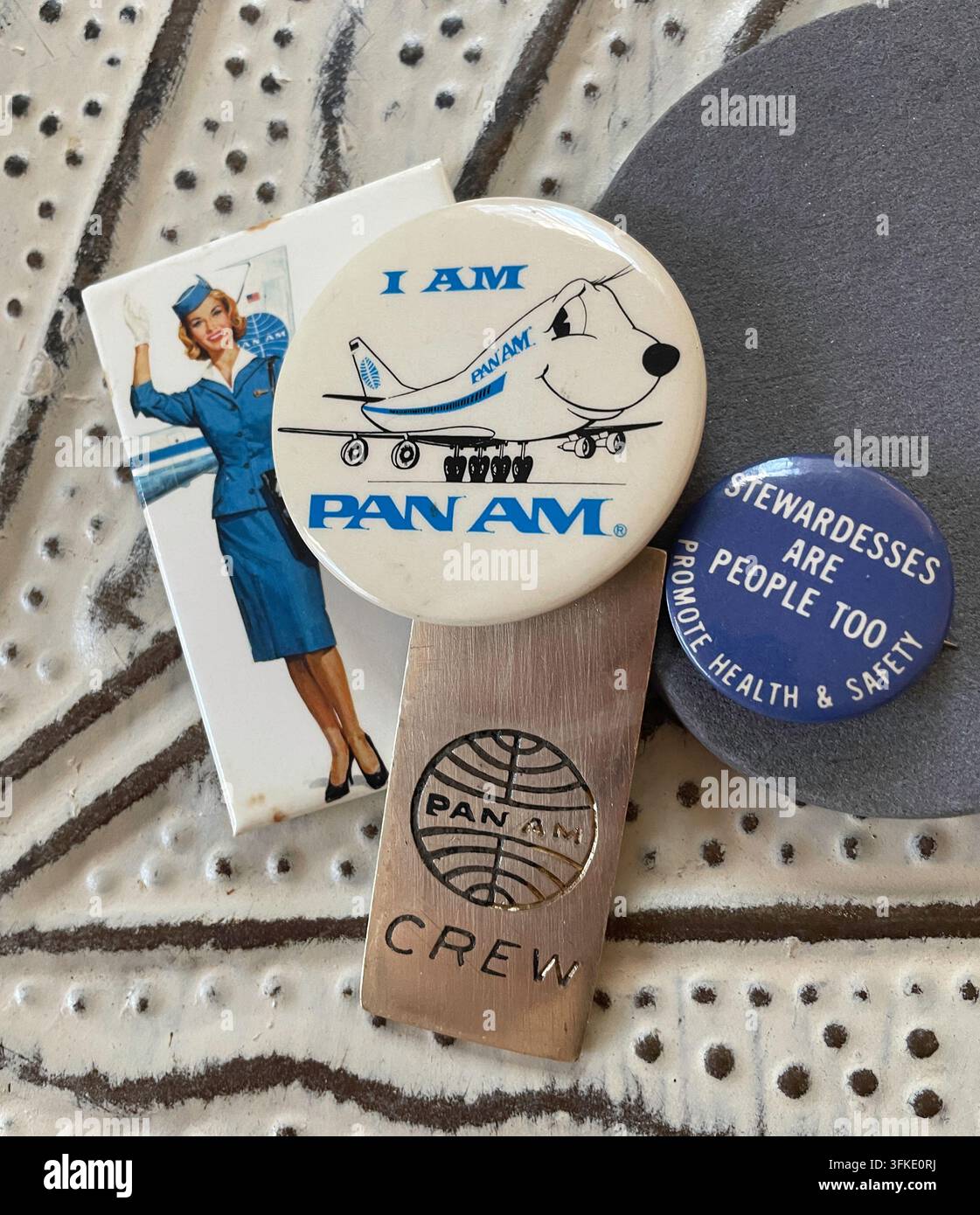 Vintage-Pan-American-Airways-Memorabilia, USA, 2026 - Smartphone-aufgenommenes Stockfoto