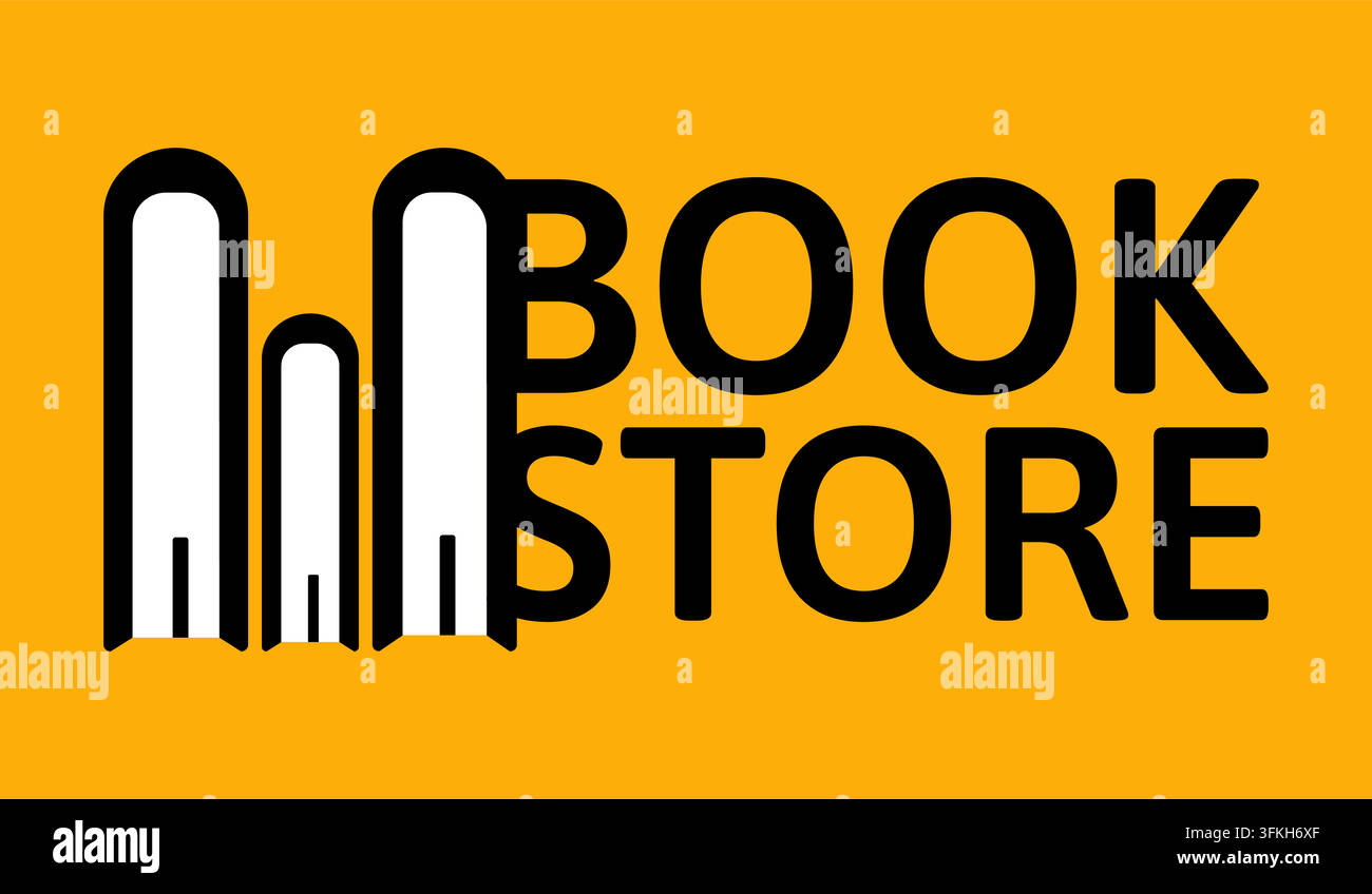 Buchhandelslogo mit minimalistischen Volumina. Moderne Buchhandlung modernes Markenlogo. Vektorillustration Stock Vektor