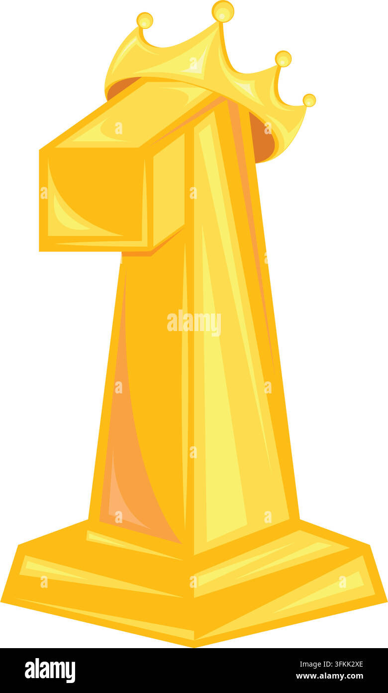 Nummer eins 3D-Gold mit Kronen-Vektorelement-Vorlage-Design Stock Vektor