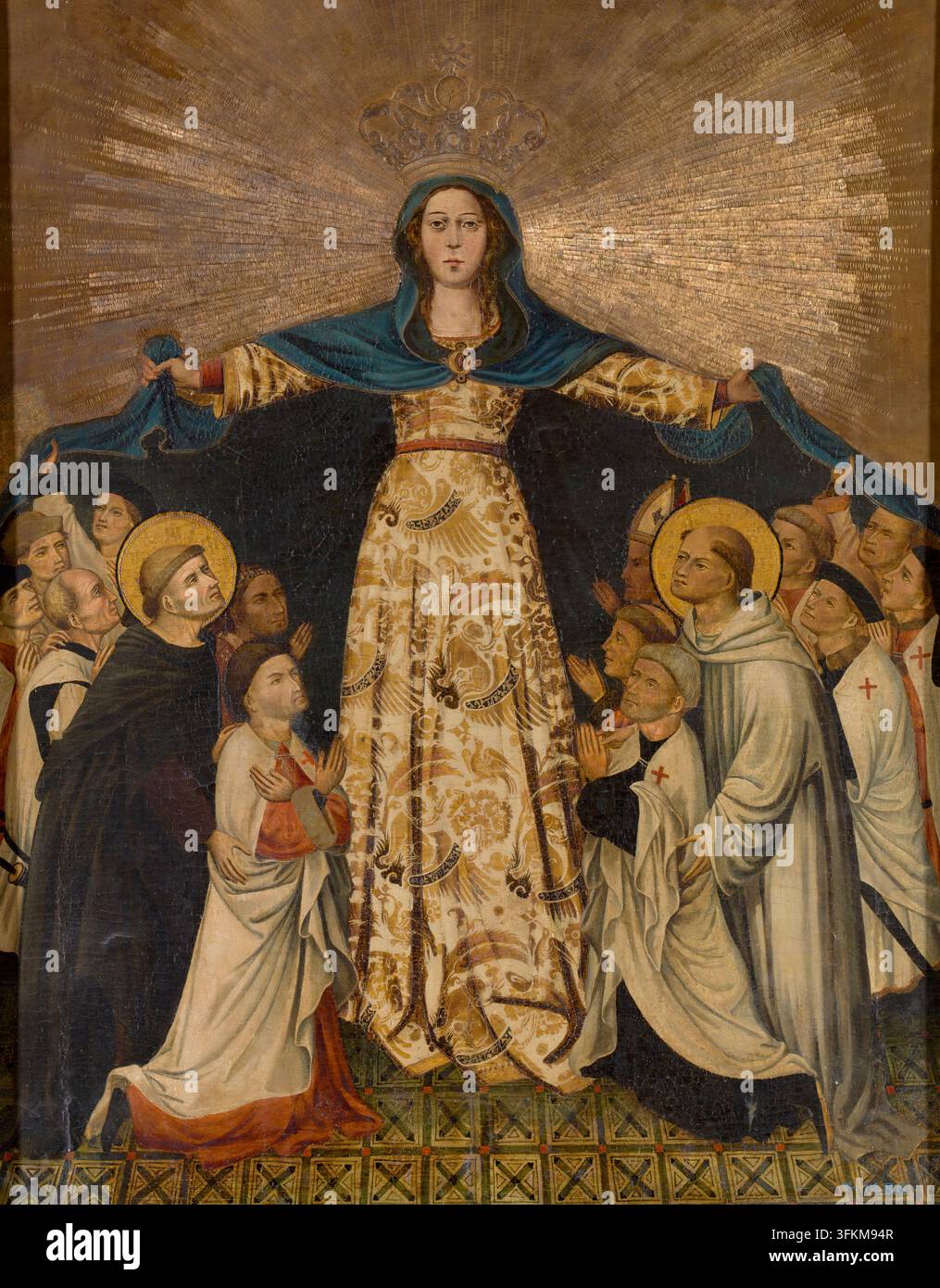 Unsere Liebe Frau der Gnade und die Großmeister von Montesa, ca. 1412. Stockfoto