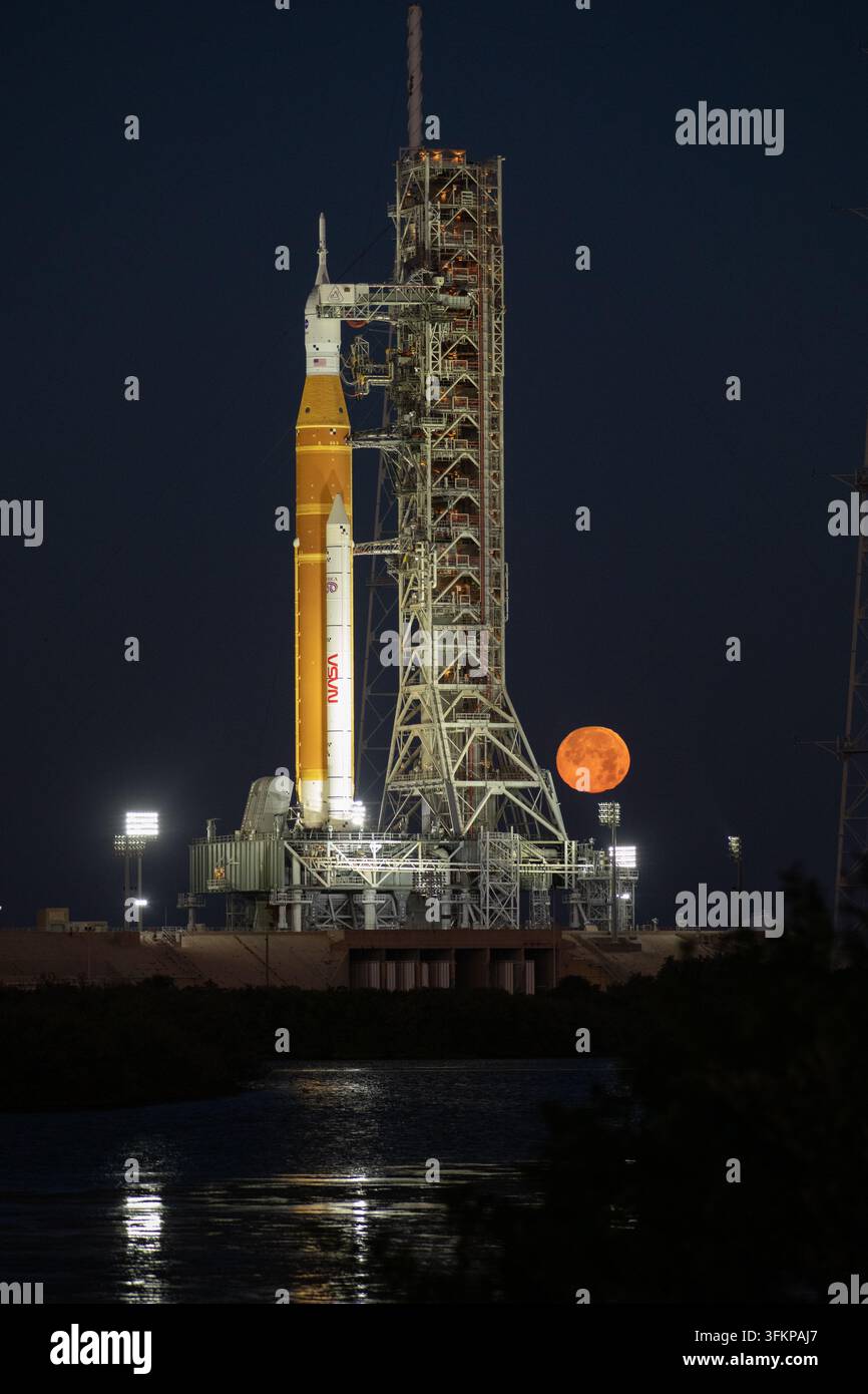 Artemis II in LC 39B, Kennedy Space Center, Florida Stockfoto