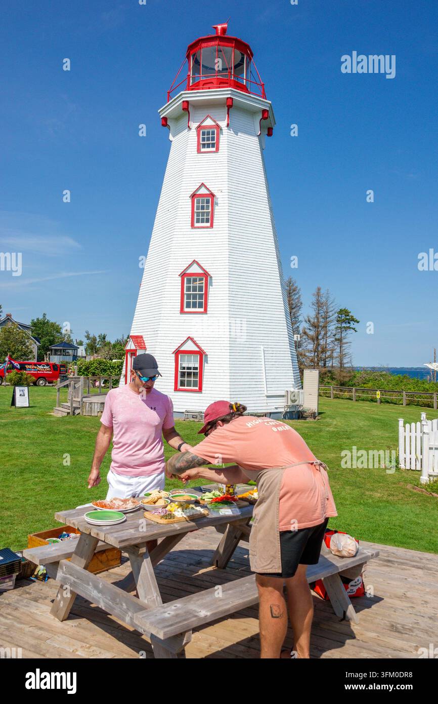 Charlottetown Prince Edward Island PEI Kanada, Panmure Island Head Leuchtturm, Cardigan Bay, Northumberlandstraße, historischer Leuchtturm, Kulturerbe-Gebäude Stockfoto
