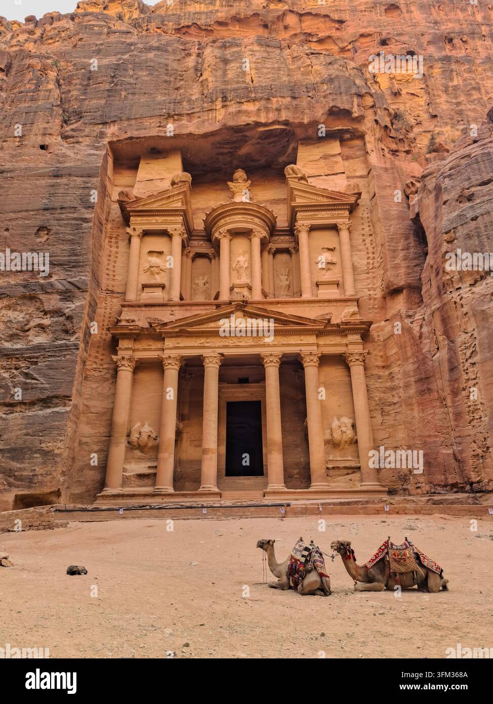 Jordanien : Der archäologische Schatz mit Kamelen in der Stadt Petra, der Hauptstadt des Nabatäerreichs (Sieben Weltwunder) Arabische Geschichte Stockfoto