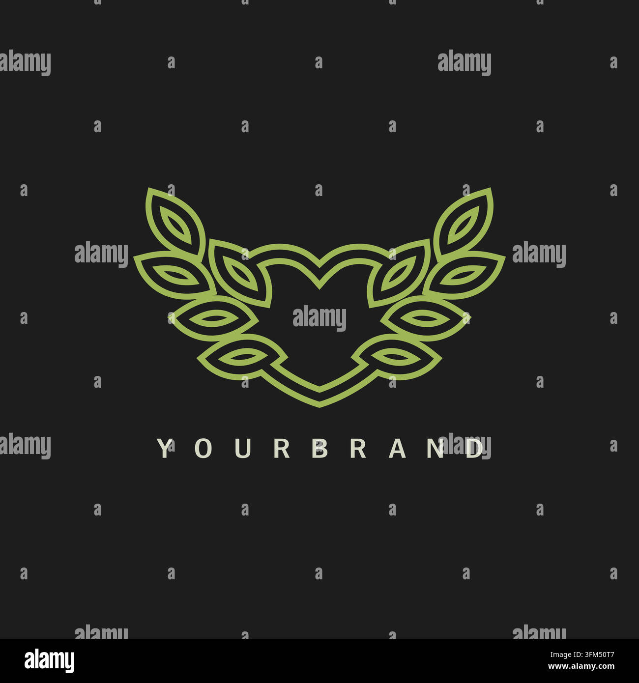 Herz- oder Liebes-Logo-Vektor mit Blattwerk-Konzept eignet sich als Branding für ein Spa, einen Schönheitssalon, eine Boutique oder eine Schönheitsklinik Stock Vektor