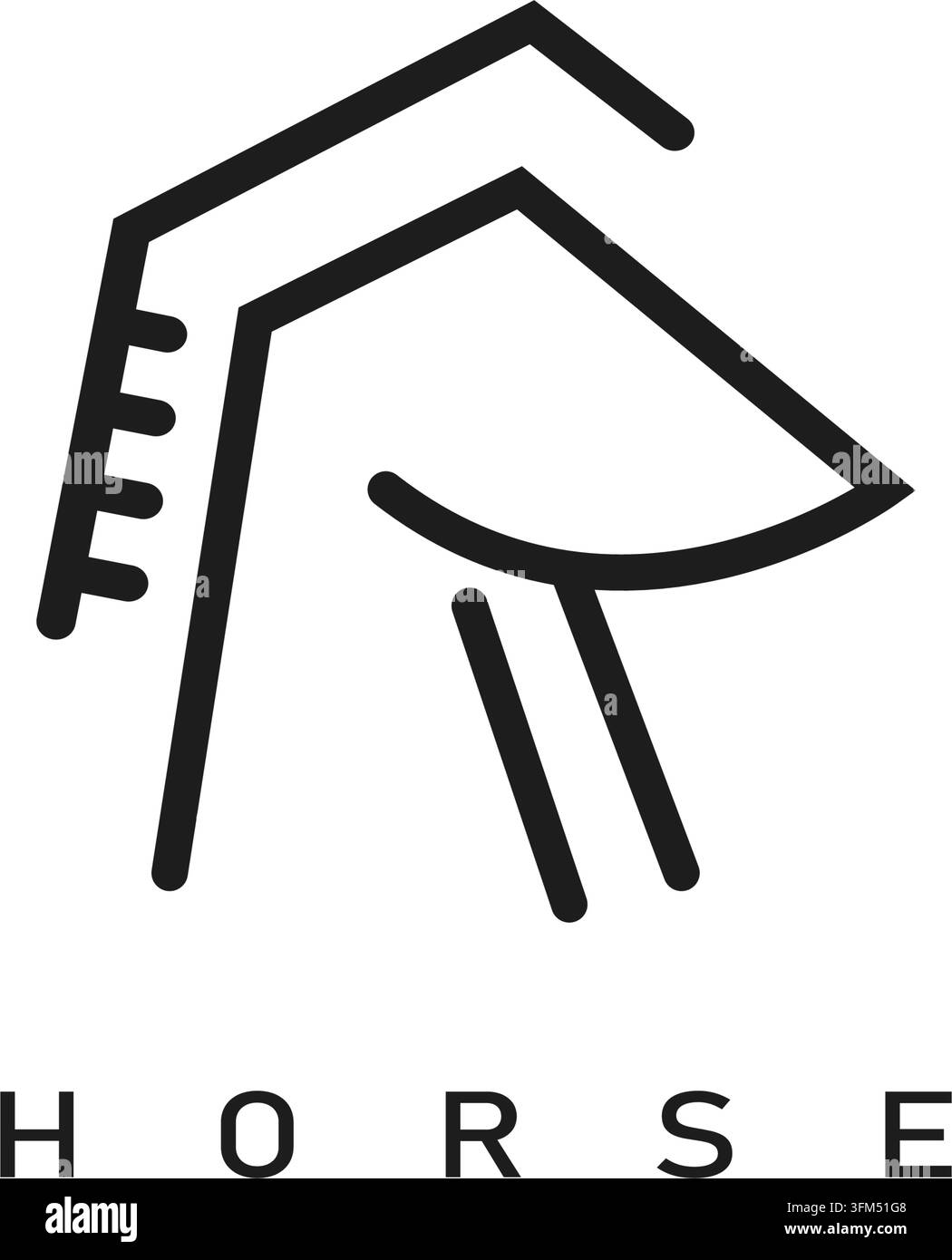 R-Buchstabe-Pferde-Linien-Icon-Logo-Vektor-Konzept-Design-Vorlage-Web Stock Vektor