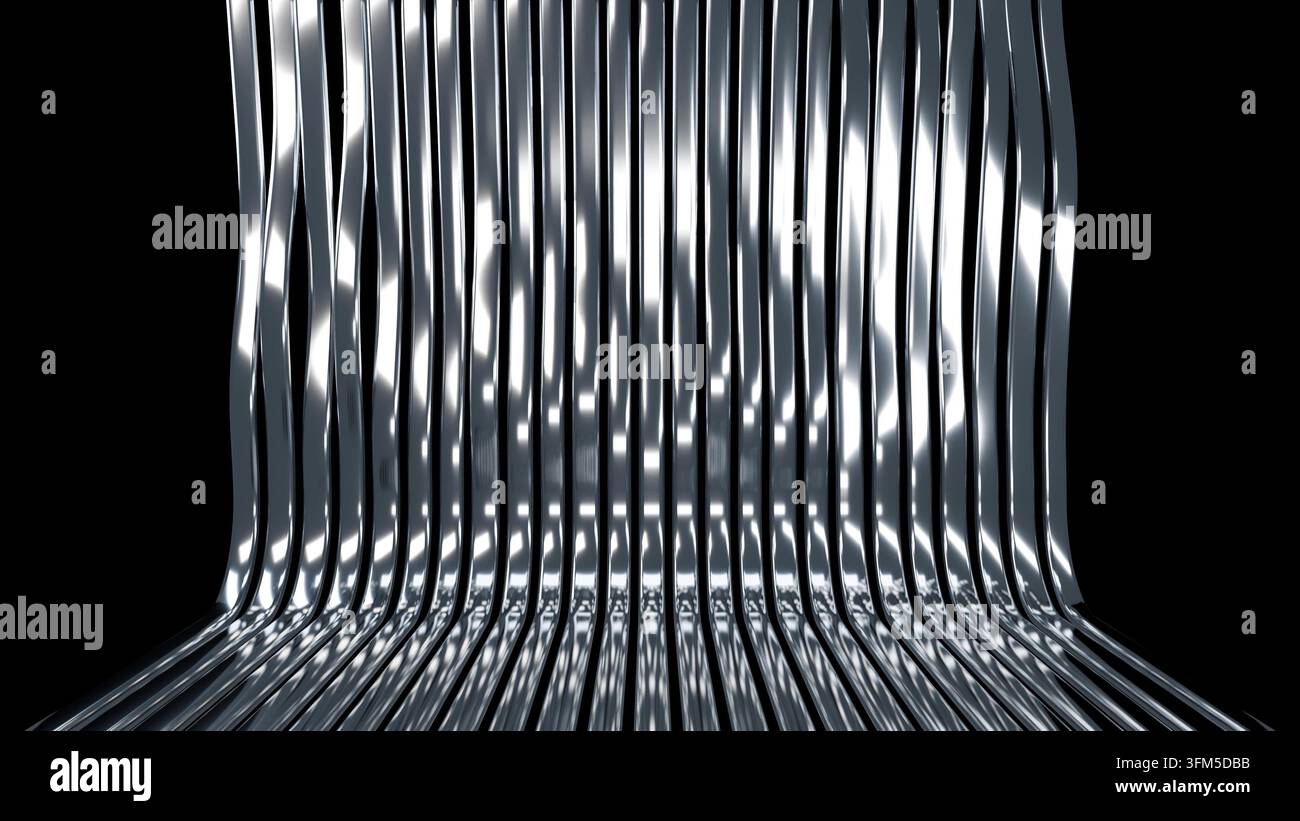Metallwandkurve Streifenhintergrund 3D-Rendering Stockfoto