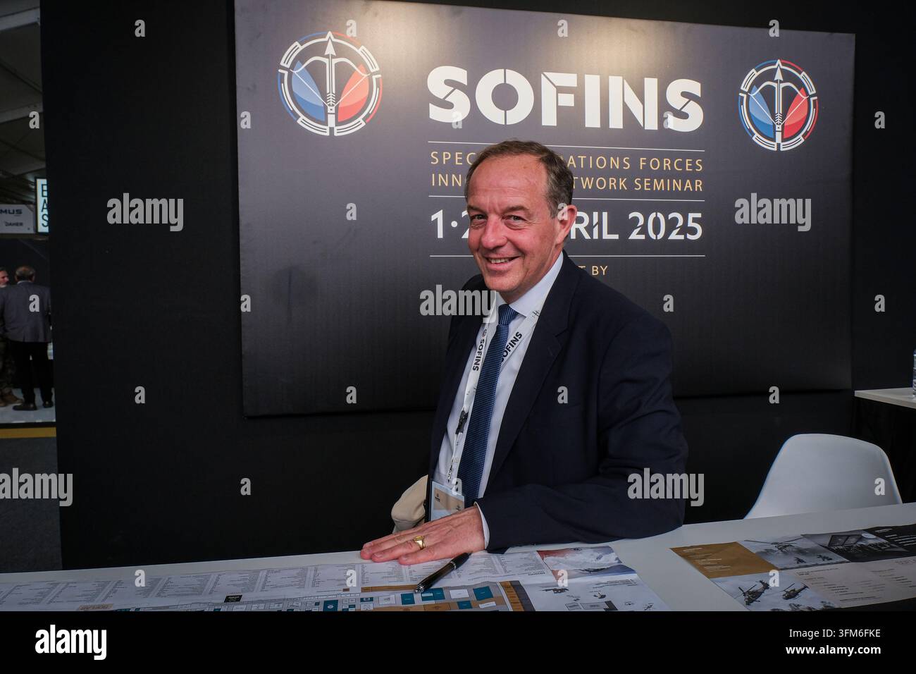 BORDEAUX, FRANKREICH - 2025/04/03: SOFINS 2025, das Innovationsseminar der Spezialkräfte, fand im Militärlager Souge nahe Bordeaux statt ab 1 Stockfoto