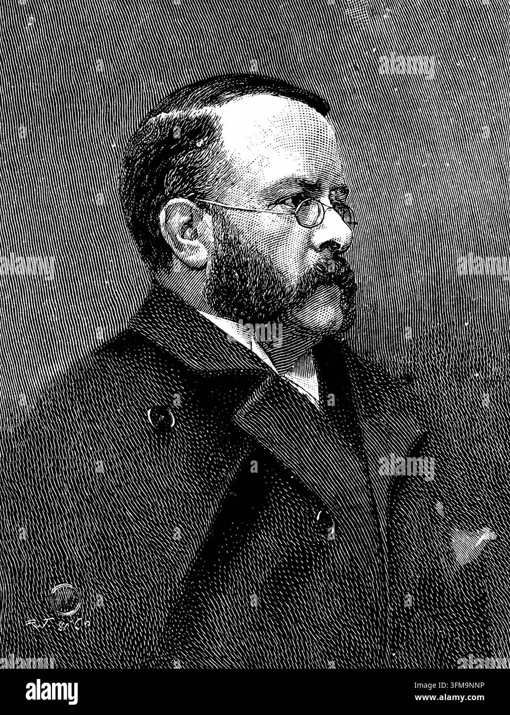 Ein Holzstich, der Thomas John Barnardo (1845–1905) zeigt, den in Irland geborenen Philanthropen und Arzt, der 1867 die East End Mission für notleidende Kinder in London gründete. Seine Wohltätigkeitsorganisation, die als Dr. Barnardo's bekannt wurde, bot Tausenden von gefährdeten Kindern in ganz Großbritannien Zuflucht, Bildung und Berufsausbildung unter dem Leitprinzip, niemals einem Kind in Not zu helfen. 1893. Stockfoto