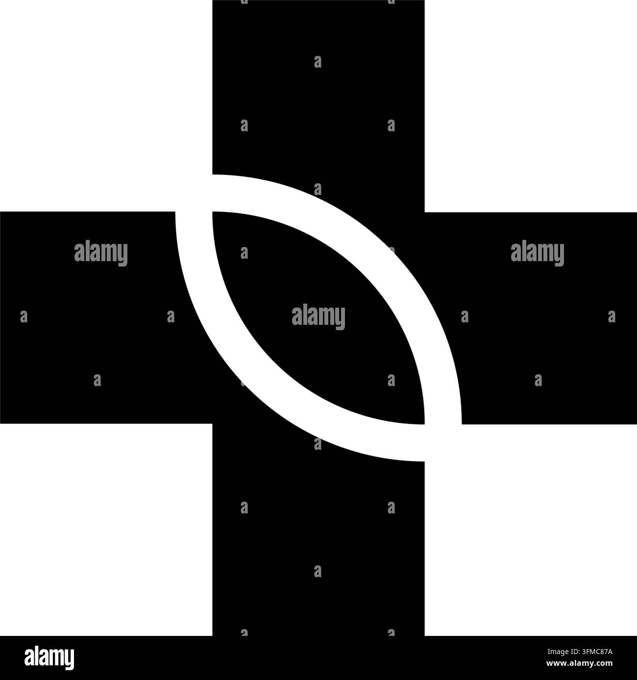 Medizinisches Kreuz, schwarze isolierte Vektorsilhouette Stock Vektor