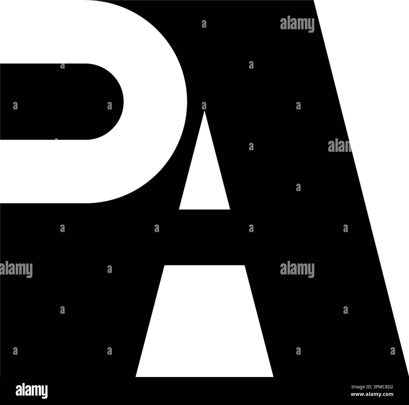 Pa Logo-Buchstaben, schwarze isolierte Vektor-Silhouette Stock Vektor