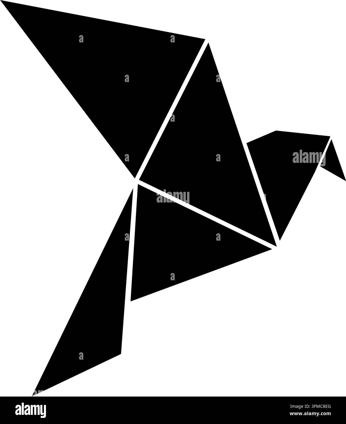 Papervogel, schwarze isolierte Vektorsilhouette Stock Vektor