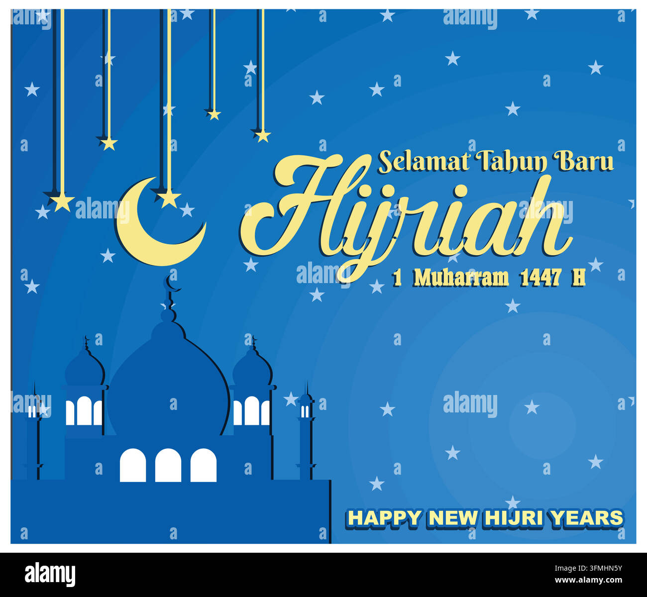 Islamisches glückliches hijrisches Neujahr. Flache Vektor-Modillustration Stock Vektor