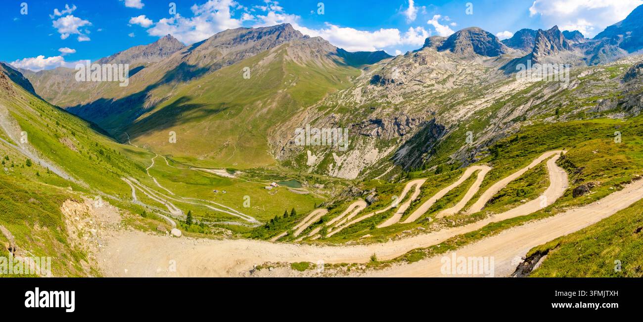 Italien, Piemont, Usseaux, Region Turin, Weg zum Col de Sommeiller 3009 m (Grenze zu Frankreich) Stockfoto