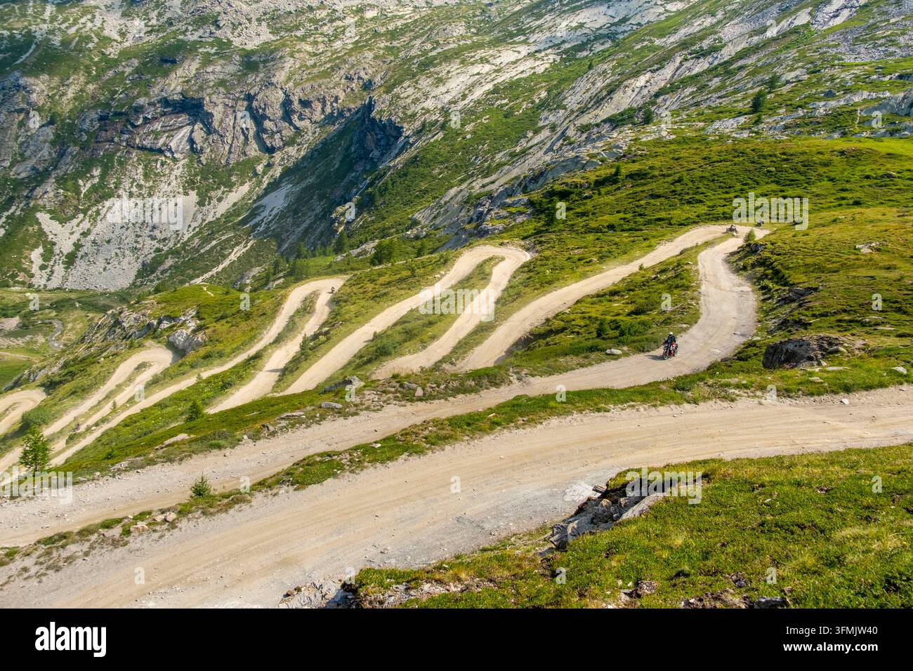Italien, Piemont, Usseaux, Region Turin, Weg zum Col de Sommeiller 3009 m (Grenze zu Frankreich) Stockfoto