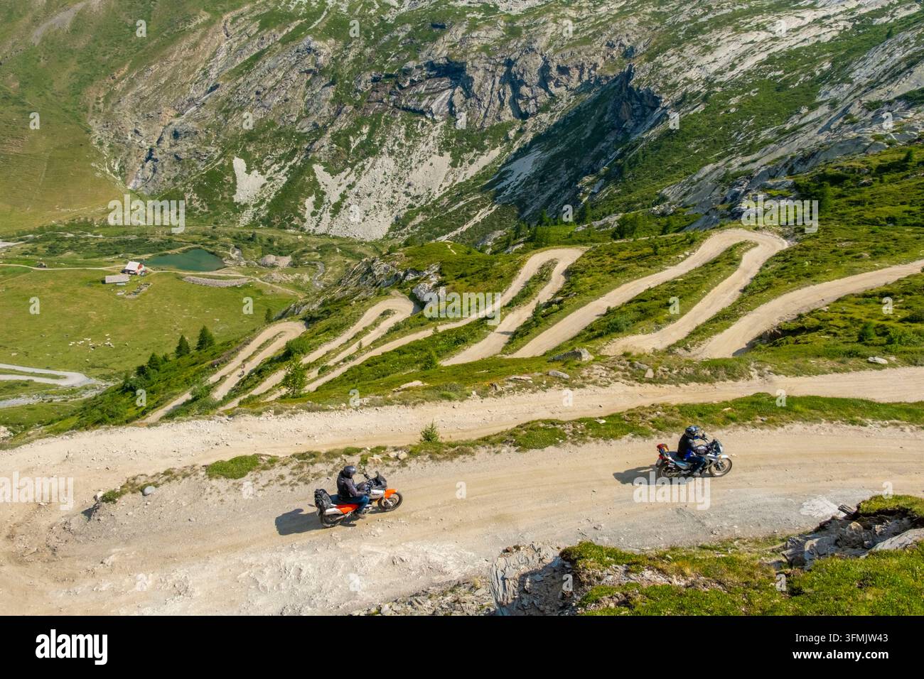 Italien, Piemont, Usseaux, Region Turin, Weg zum Col de Sommeiller 3009 m (Grenze zu Frankreich) Stockfoto