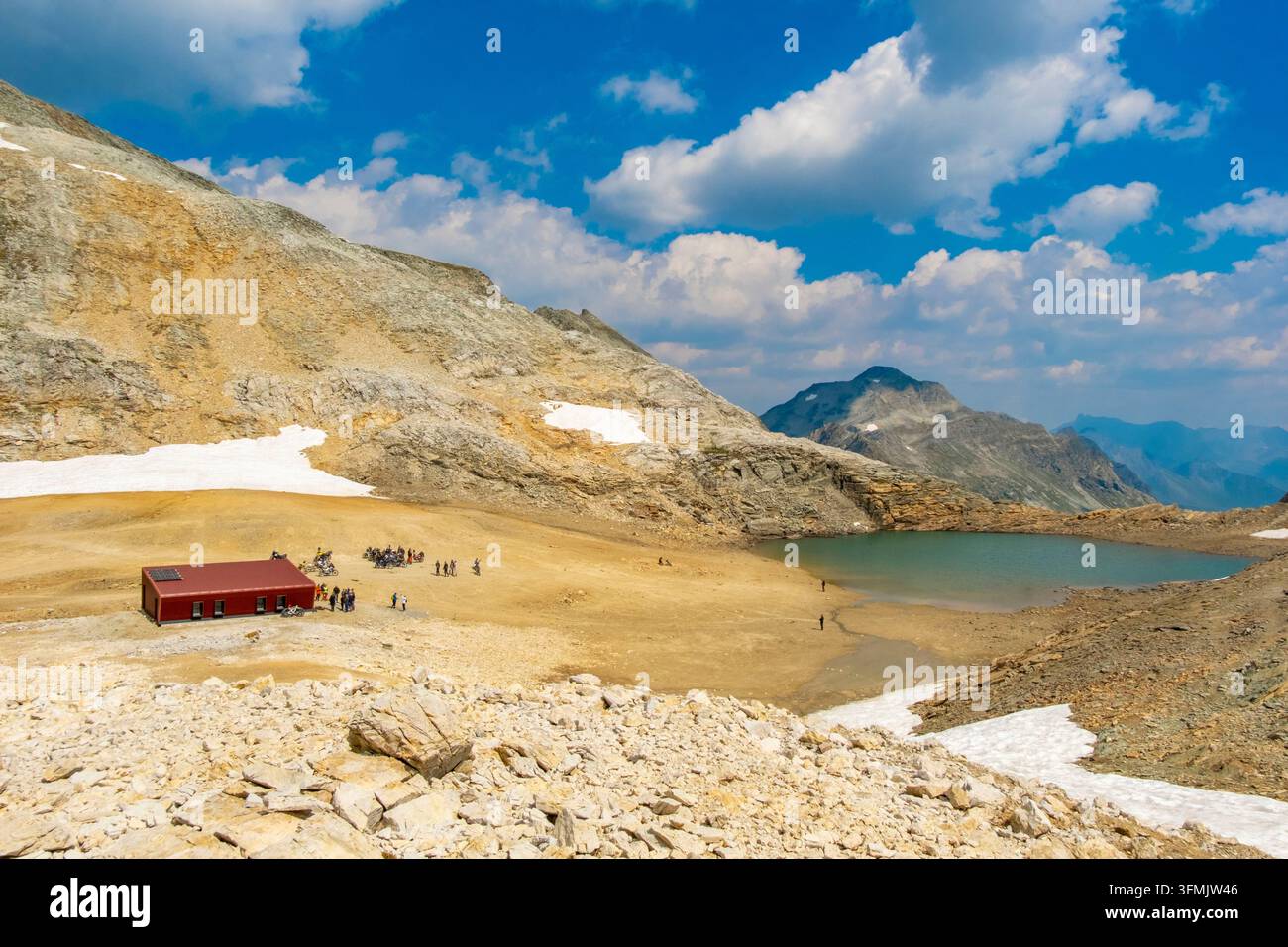 Italien, Piemont, Usseaux, Region Turin, Weg zum Col de Sommeiller 3009 m (Grenze zu Frankreich) Stockfoto