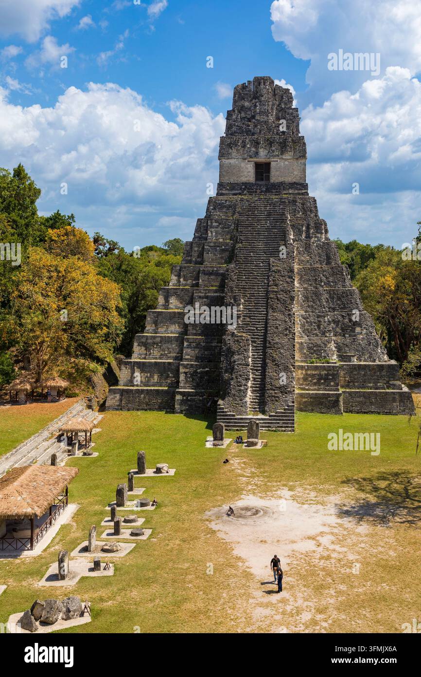 Guatemala, Departamento Petén, Tikal-Nationalpark, als Welterbe von der UNESCO gelistete Stätte, Tempel I oder Tempel des Großen Jaguars Stockfoto