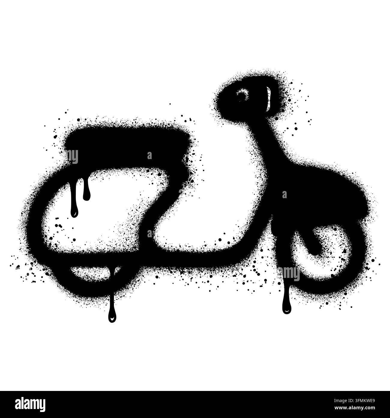Vespa-Motorrad im Graffiti-Stil mit schwarzer Sprühfarbe. Stock Vektor