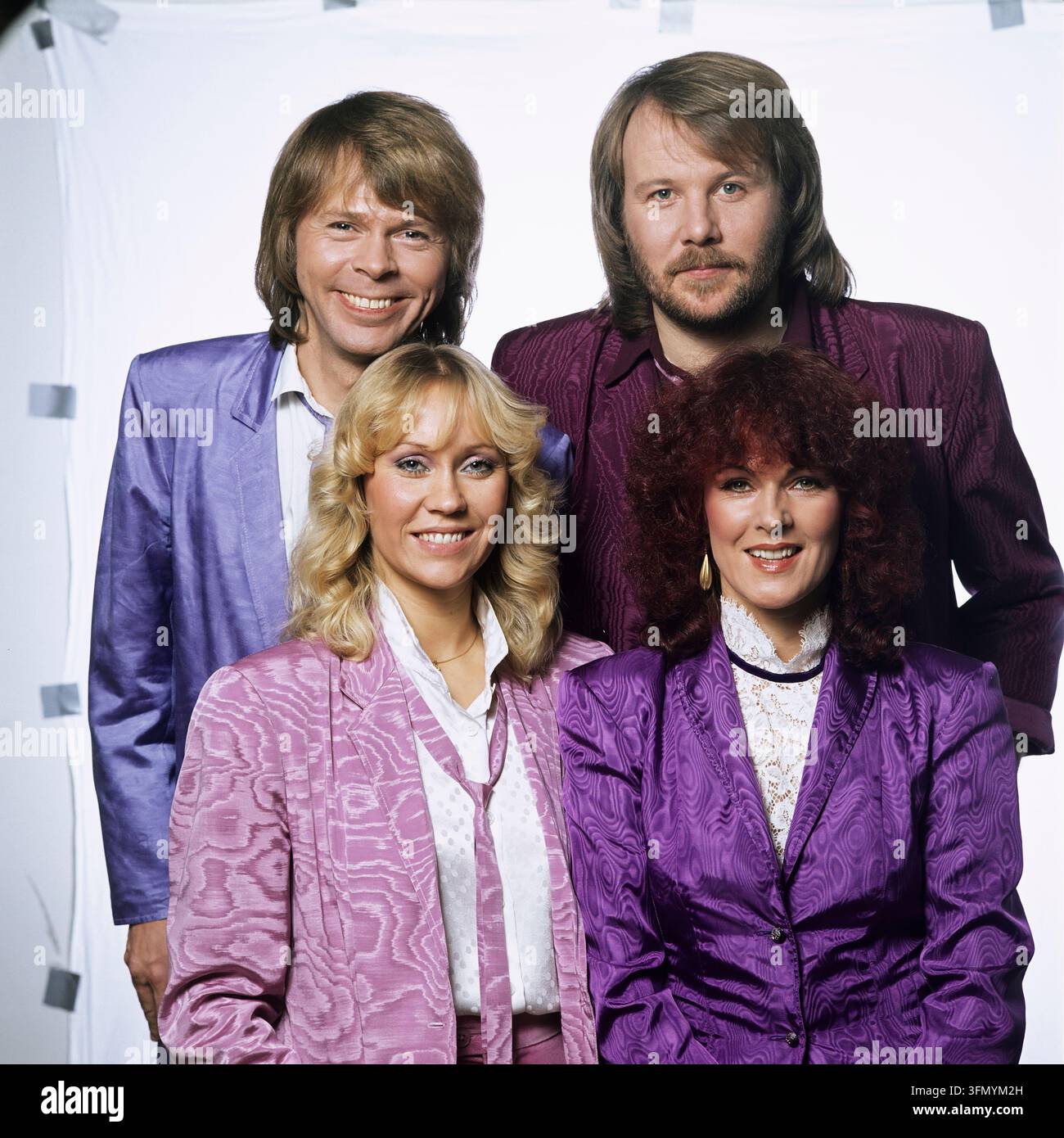 1980 - SCHWEDEN - Porträt der Musikgruppe ABBA: Björn Ulvaeus, Anni-Frid Lyngstad, Agnetha Fältskog, Benny Andersson. Foto: G. de Roos. Stockfoto
