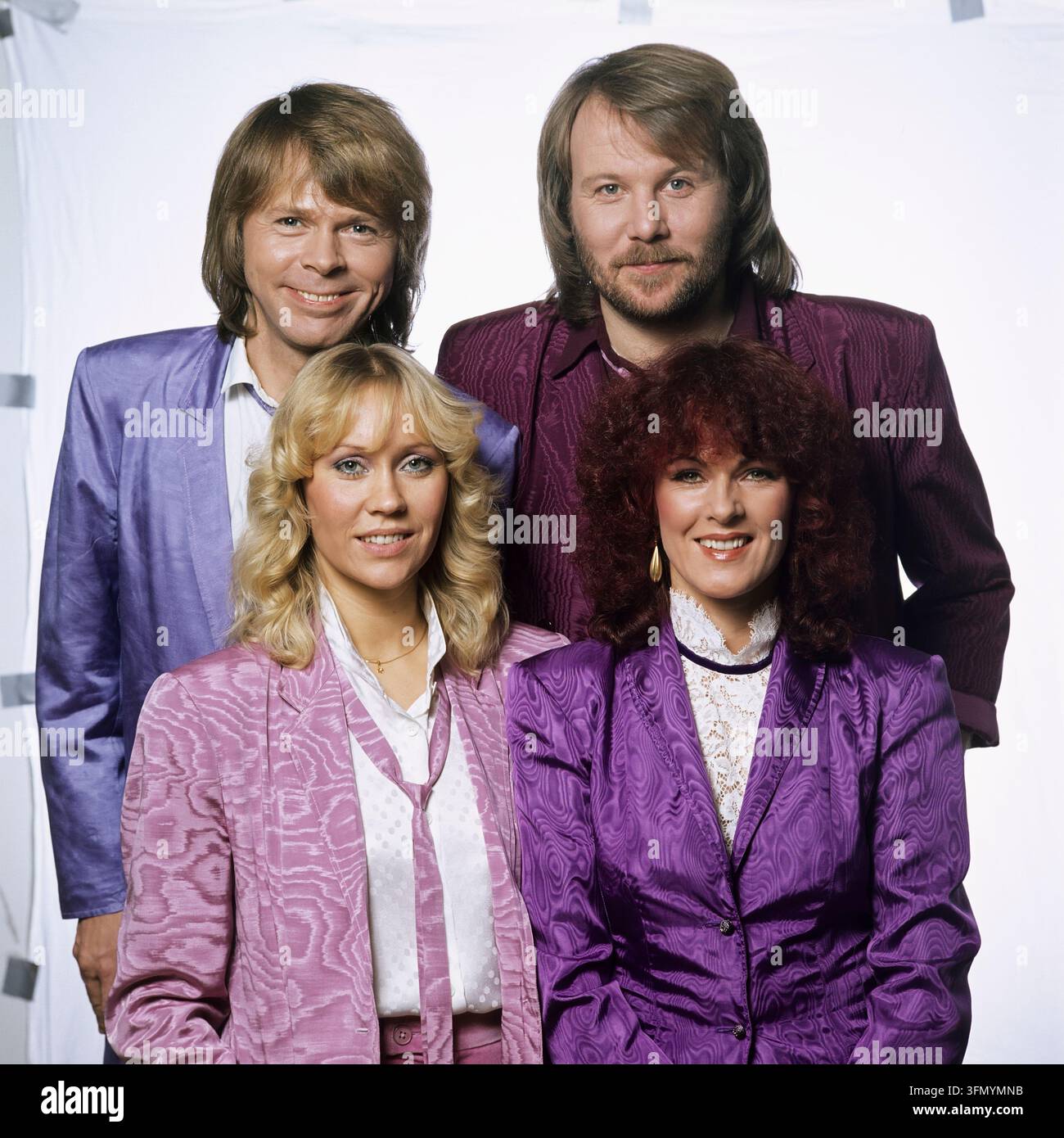 1980 - SCHWEDEN - Porträt der Musikgruppe ABBA: Björn Ulvaeus, Anni-Frid Lyngstad, Agnetha Fältskog, Benny Andersson. Foto: G. de Roos. Stockfoto
