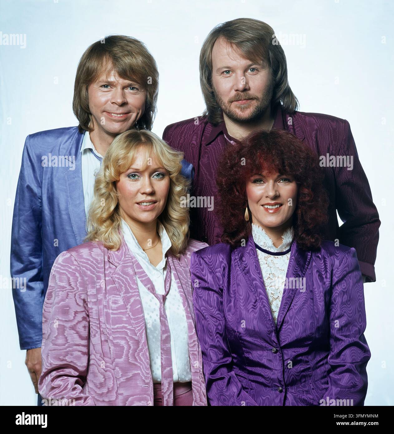 1980 - SCHWEDEN - Porträt der Musikgruppe ABBA: Björn Ulvaeus, Anni-Frid Lyngstad, Agnetha Fältskog, Benny Andersson. Foto: G. de Roos. Stockfoto