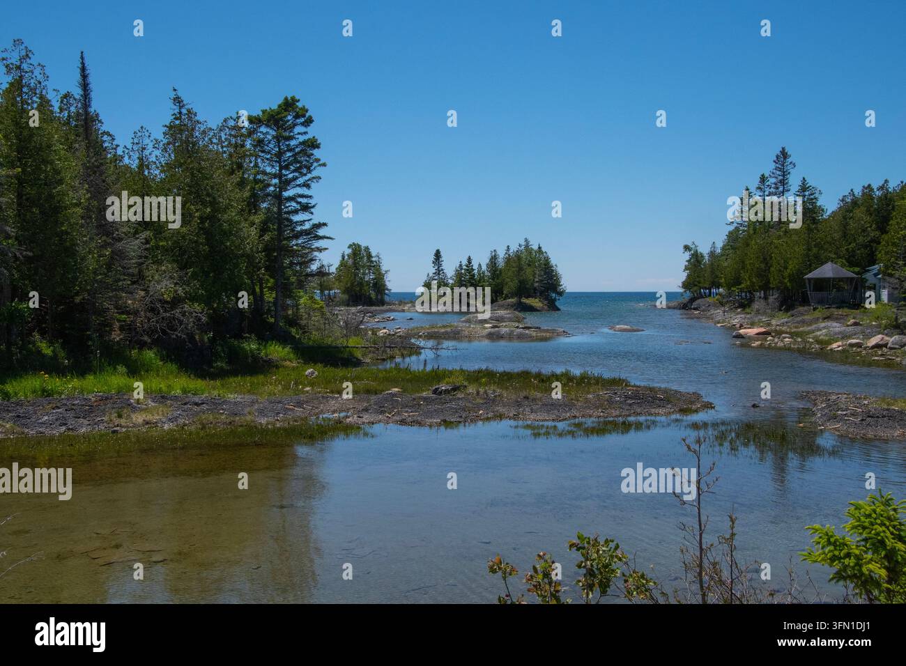 Eine Aussicht auf die Küste von South Baymouth. Stockfoto