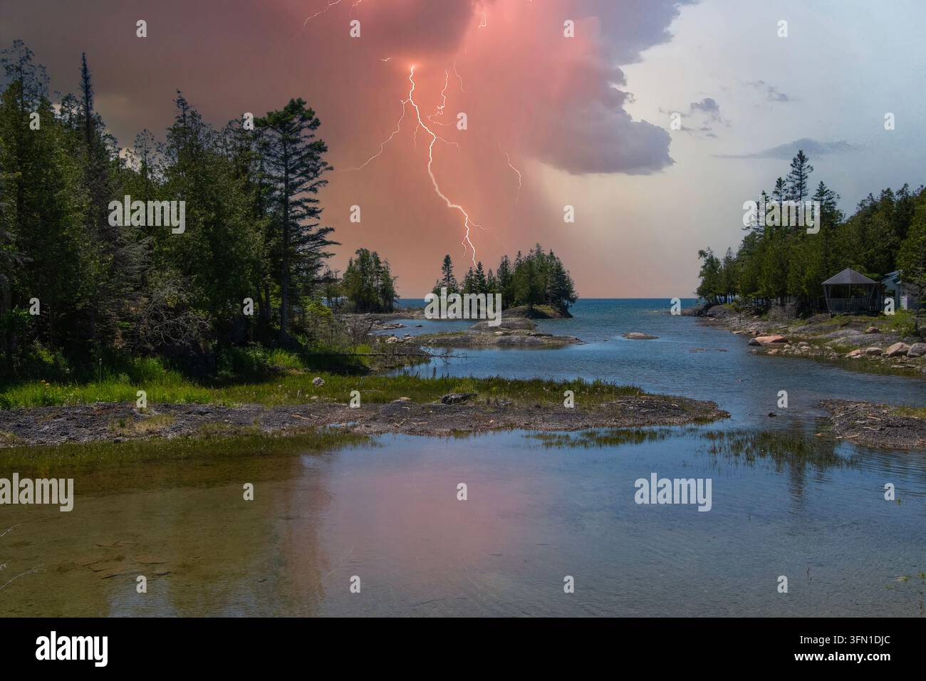 Eine Aussicht auf die Küste von South Baymouth. Stockfoto