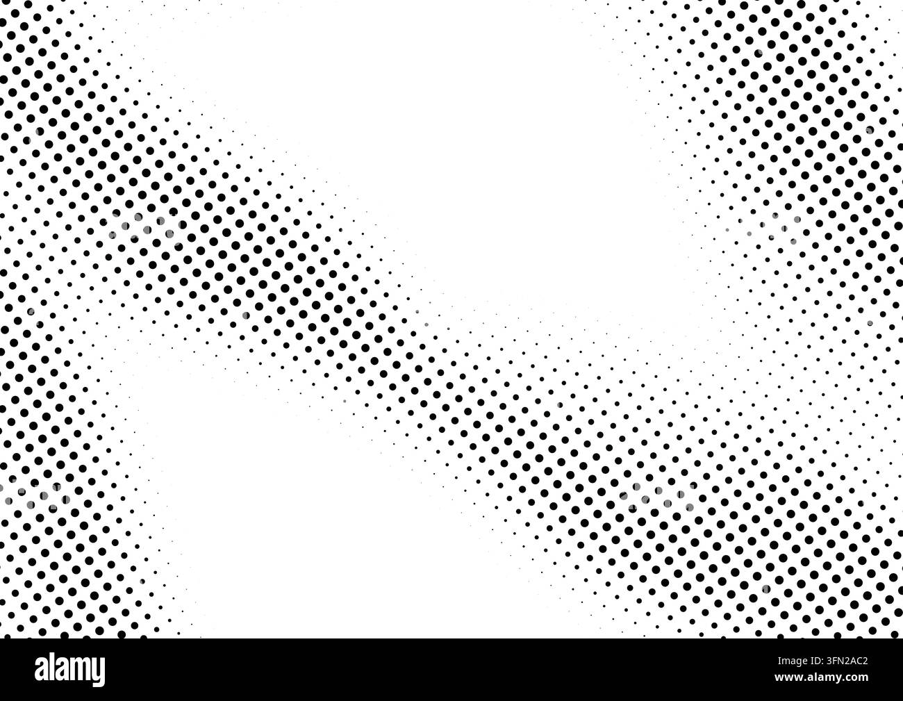 Ein dynamisches schwarz-weißes Halbton-Vektormuster mit weiten organischen Punktwellen. Dieses hochkontrastige, skalierbare Asset bietet eine außergewöhnliche Textur Stock Vektor