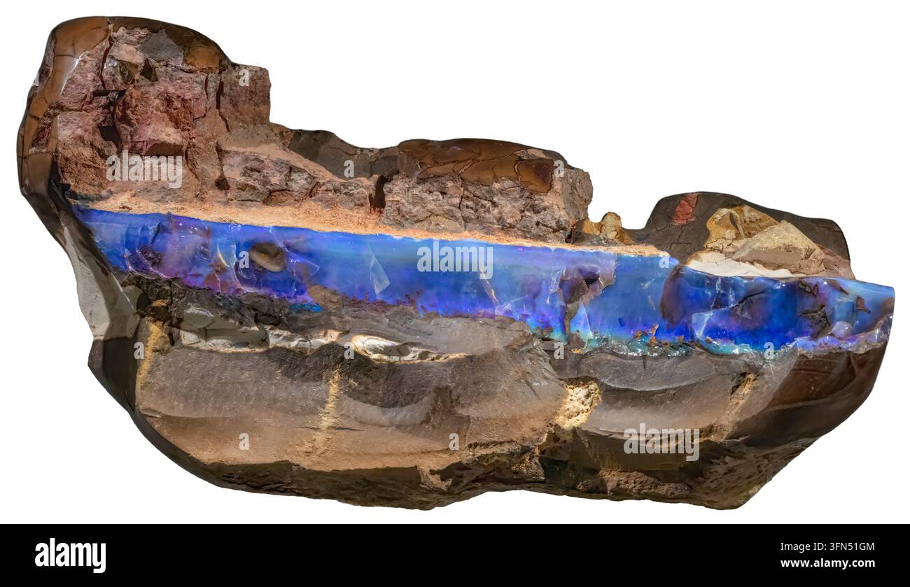 Opal ist eine hydratisierte amorphe Form von Siliziumdioxid, allgemein dargestellt durch die Formel SiO₂·nH₂O. Quilpie, im Südwesten von Queensland. Stockfoto