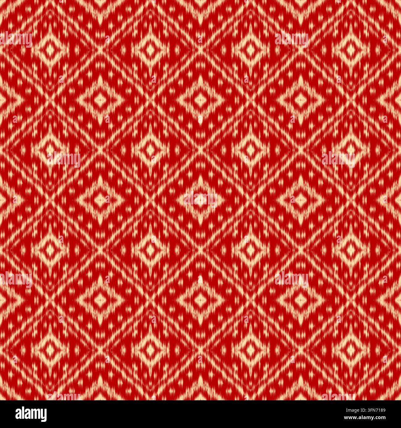 Handgezeichnetes nahtloses Terrakotta-Rotes Muster für traditionellen Polsterstoff-Wandtapeten-Druck Stockfoto