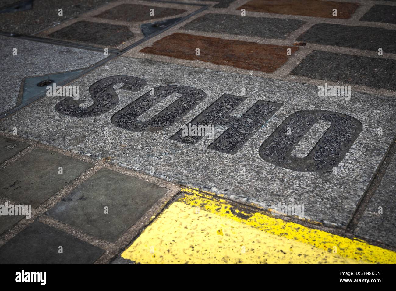 Soho-Bodenschilder in Zentral-London Stockfoto