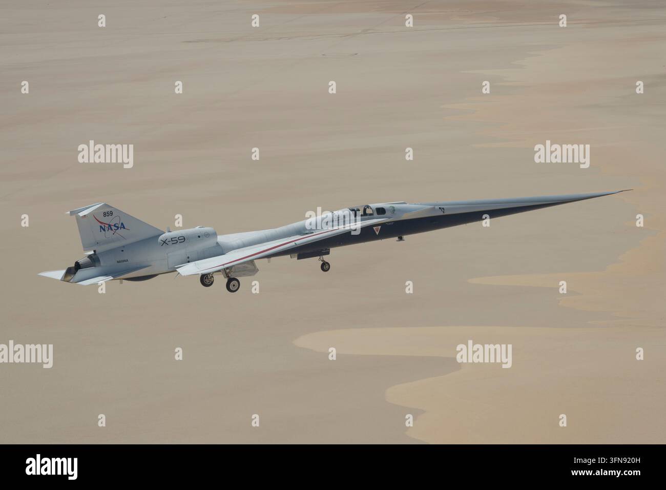 X-59 bereitet sich auf Überschallflugtests vor, Armstrong Flight Research Center, Kalifornien, 12. Mai 2026 Stockfoto