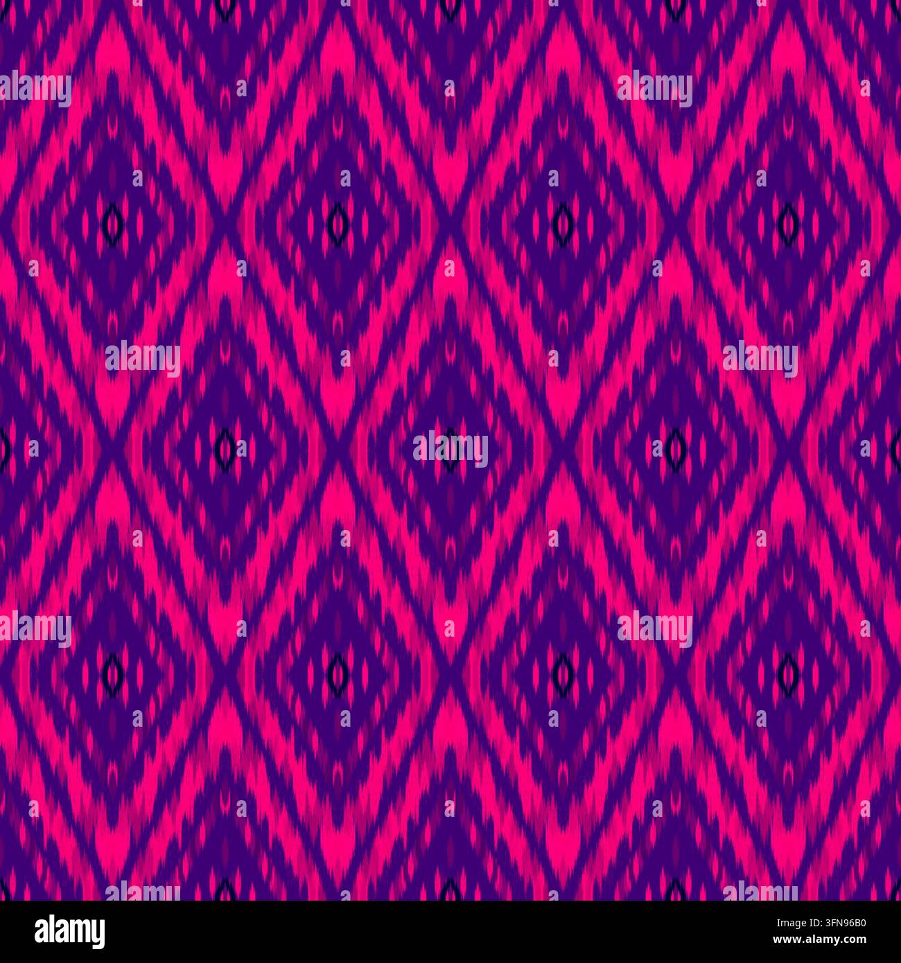 Handgezeichnetes nahtloses helles magentafarbenes Diamantmuster für moderne Mode-Textiltapeten Stockfoto