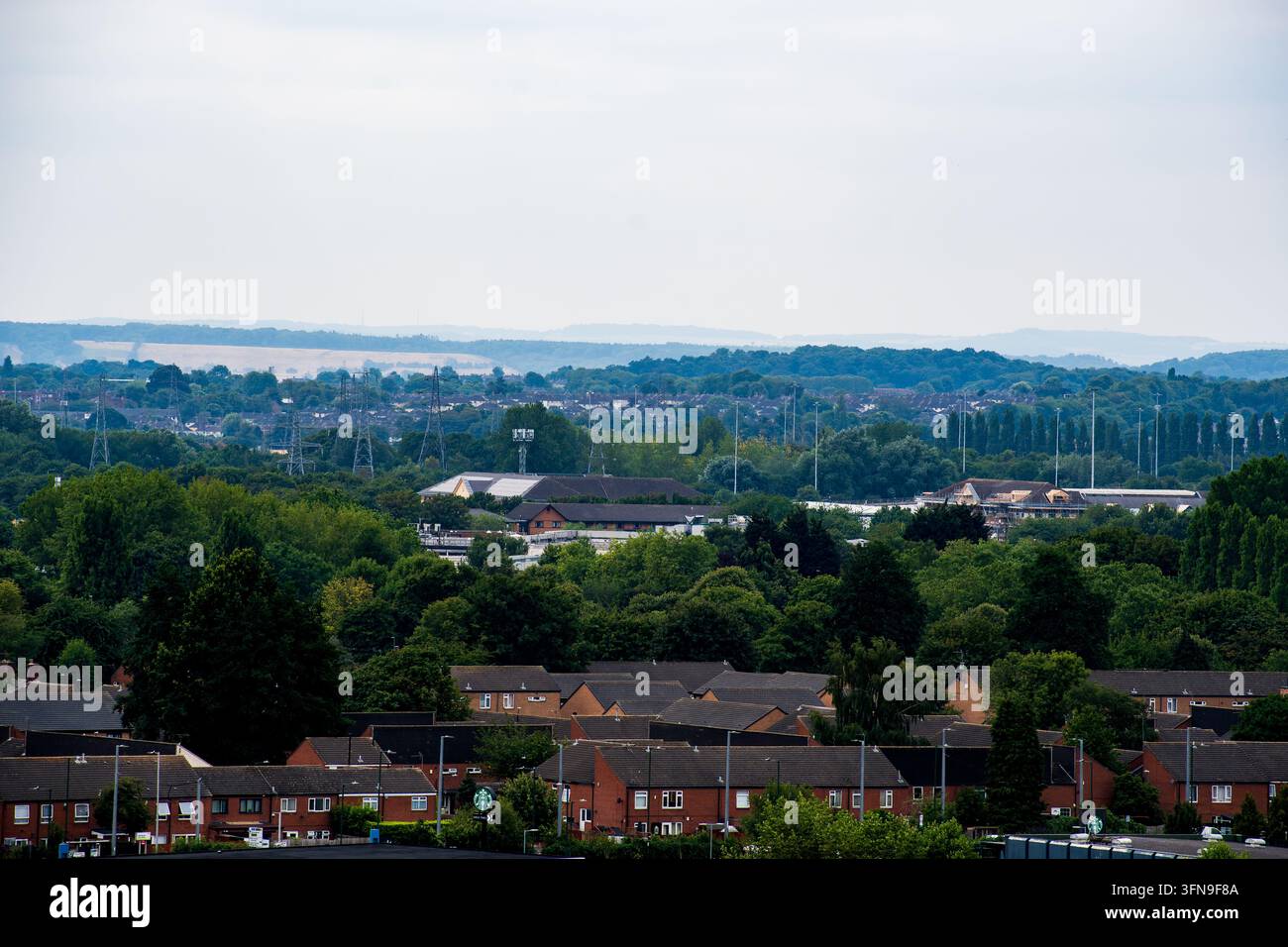 Erhöhte Panoramaaussicht über Nottingham, Nottinghamshire, England Stockfoto