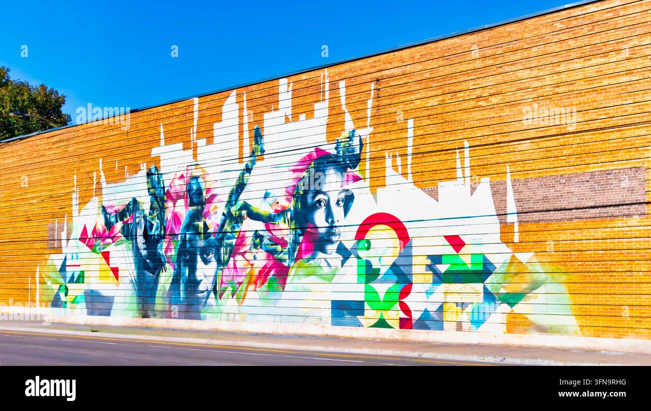 Wandgraffiti an einem Gebäude Stockfoto
