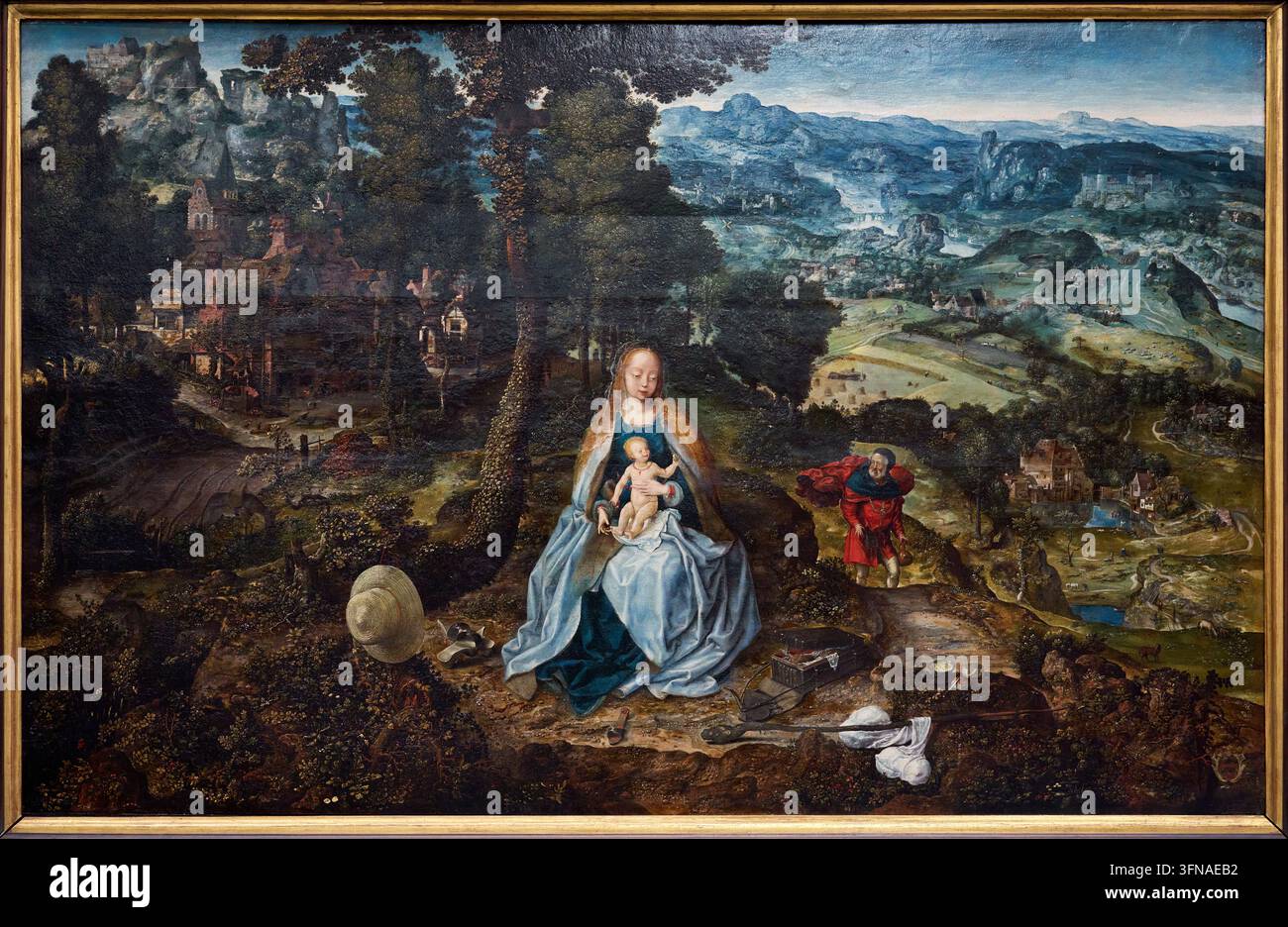 Ruhe auf der Flucht nach Ägypten, um 1560, Anonym (aktiv Antwerpen um 1560), Groeningemuseum, Brügge, Belgien Stockfoto