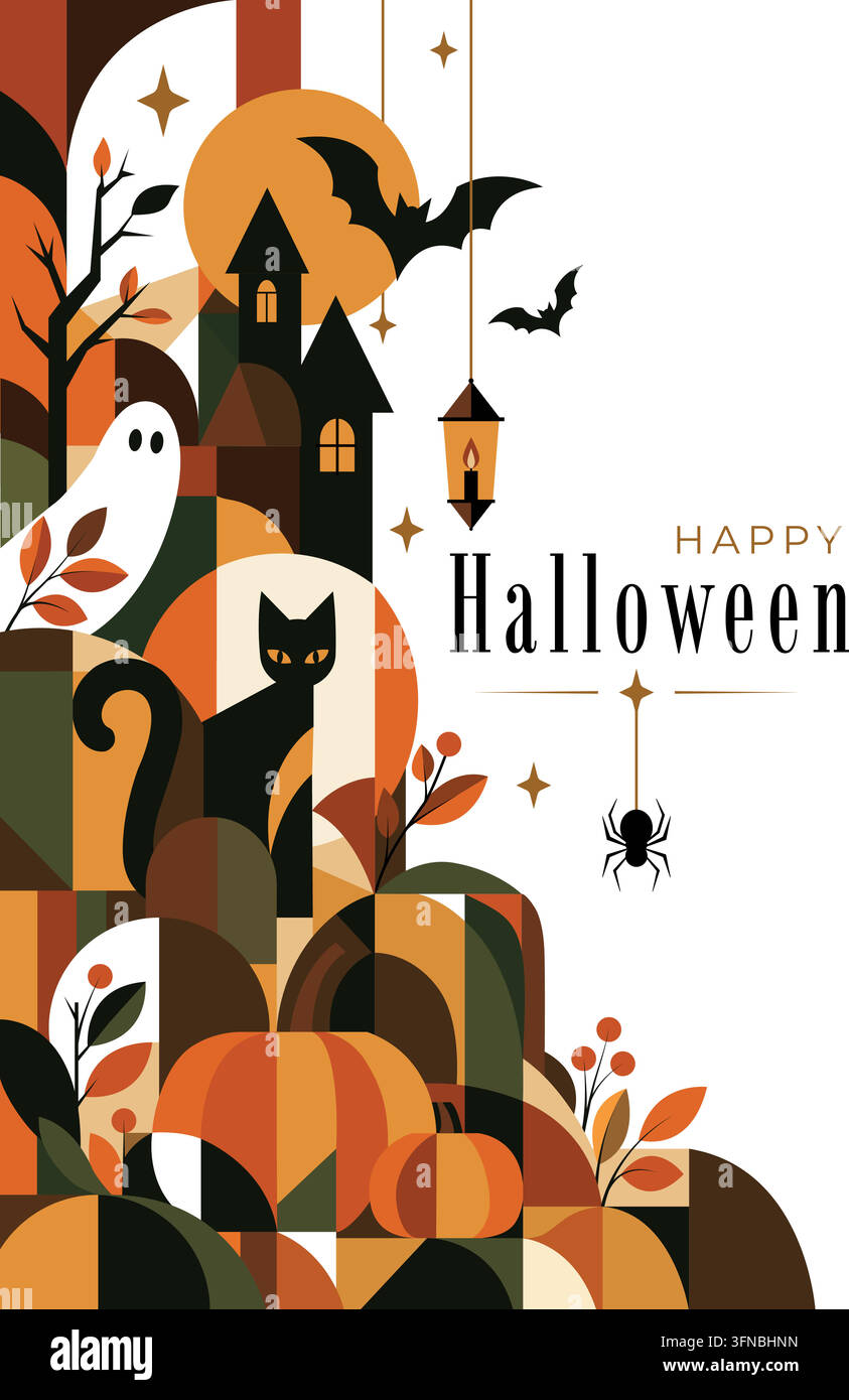 Geometrisches Halloween-Feier-Vektor-Poster Stock Vektor