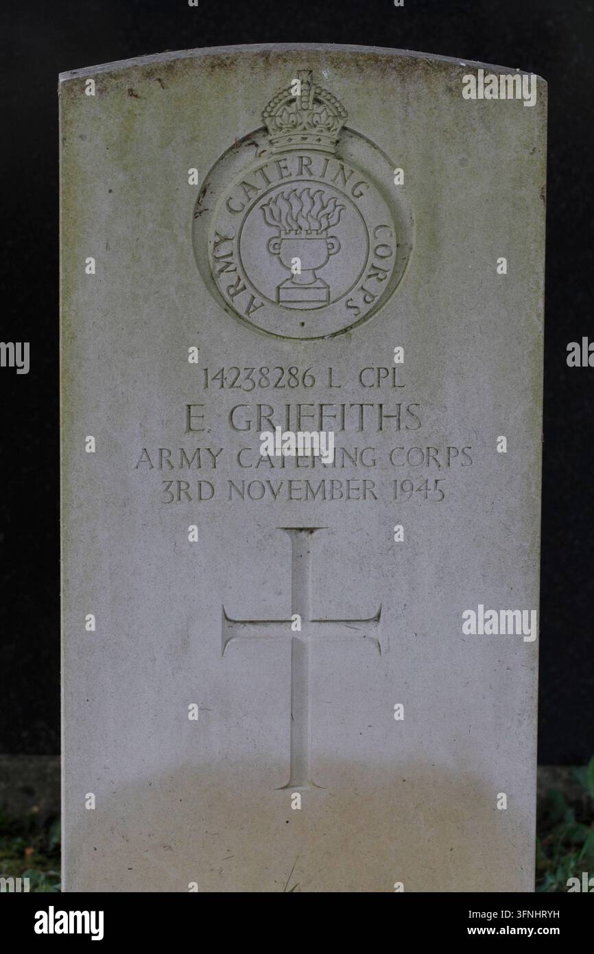 Army Catering Corps. E Griffiths, 3. November 1945 Stockfoto