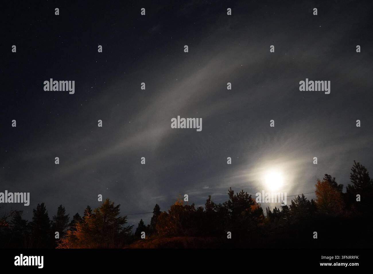 Sternennacht und ein Vollmond Stockfoto