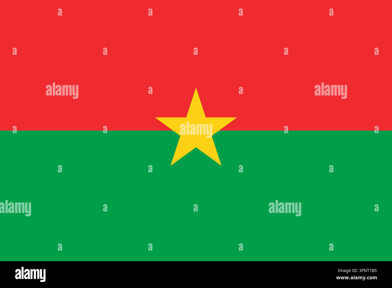 Nationale Flagge von Burkina Faso (Burkina Faso), offizielle Farben und Proportionen. Vektorillustration der Flagge, isoliert auf weißem Hintergrund. Stock Vektor