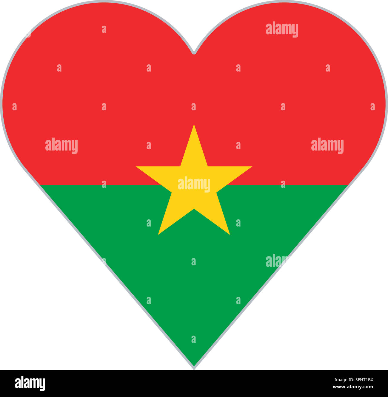 Herzform in der Nationalflagge von Burkina Faso (Burkina Faso), offizielle Farben. Vektorillustration für patriotische Liebe, Reise- und Urlaubsdesigns Stock Vektor