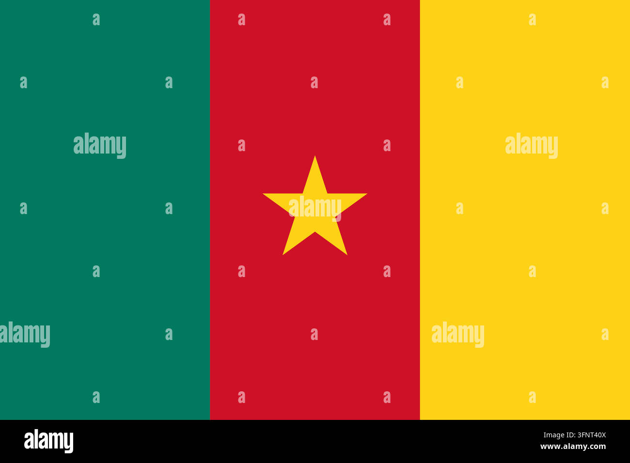 Nationale Flagge von Kamerun (Kamerun), offizielle Farben und Proportionen. Vektorillustration der Flagge, isoliert auf weißem Hintergrund. Stock Vektor
